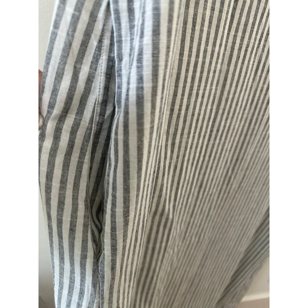 Lyra Kaftan Midi Dress Women's Size Small Grey Striped Short Sleeves V-Neck - Picture 7 of 7